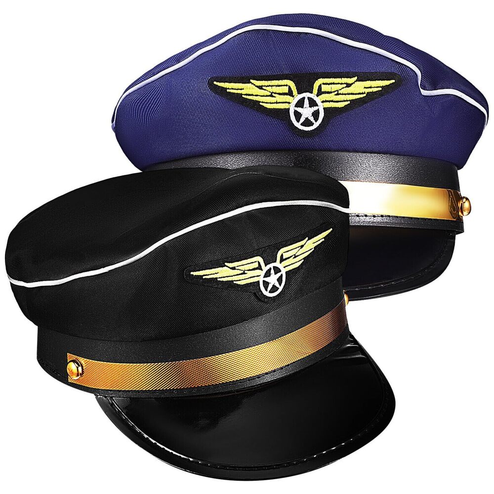 9278 2 Pack Captains Pilot Hats Novelty Pilot Costume Accessories Hat